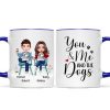 Couple And Dogs Sitting Personalized Mug