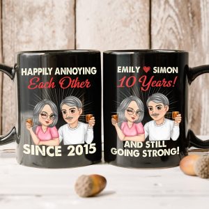 Couple Happily Annoying Each Other - Personalized Black Mug