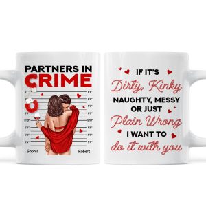 Couple Standing Kissing Partners In Crime Personalized Mug