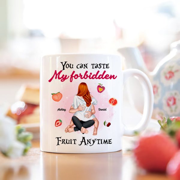 Couple Taste My Forbidden Fruit Anytime, Personalized Couple Coffee Mug, Naughty Gift For Him Couple Taste My Forbidden Fruit Anytime, Personalized Couple Coffee Mug, Naughty Gift For Him