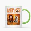 Cozy Fall Vibe Cute Cartoon Girl And Dog Bond That Can't Be Broken Personalized Mug