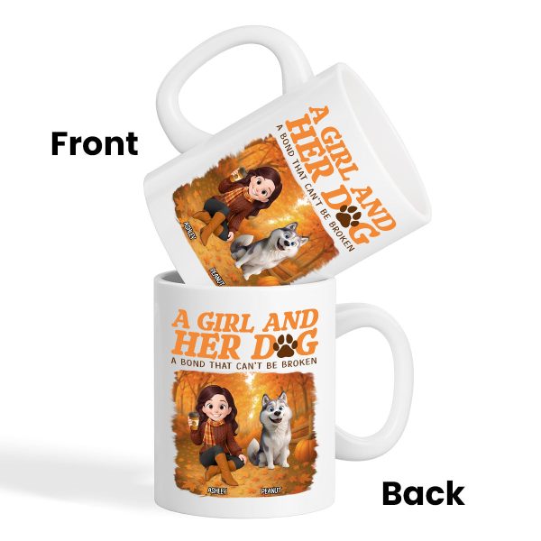 Cozy Fall Vibe Cute Cartoon Girl And Dog Bond That Can't Be Broken Personalized Mug