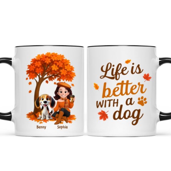 Cozy Fall Vibe Cute Cartoon Life Is Better With A Dog Personalized Mug