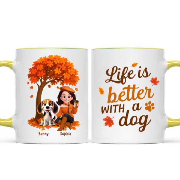 Cozy Fall Vibe Cute Cartoon Life Is Better With A Dog Personalized Mug