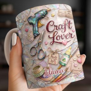 Craft Lover, Made With Love, Glue Gun And Scissors - Personalized Custom Coffee Mug - HOB045_MG