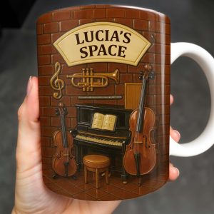 Create Your Own Musical Haven, Musical Instruments and Brick Wall - Personalized Custom Coffee Mug - FAM337_MG