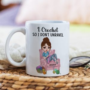Crochet, I Crochet So I Don't Unravel, Personalized Mug, Gift For Crochet Lovers