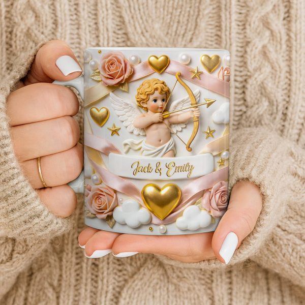 Cupid And Roses With Hearts And Bows Design - Personalized Custom Coffee Mug - CPL1330_MG Cupid And Roses With Hearts And Bows Design - Personalized Custom Coffee Mug - CPL1330_MG