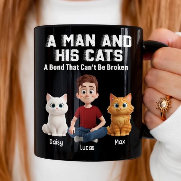 Custom Black Mug - Personalized Birthday Gifts For Cat Lovers, Cat Mom And Dad - Happiness Has Whiskers Custom Black Mug - Personalized Birthday Gifts For Cat Lovers, Cat Mom And Dad - Happiness Has Whiskers
