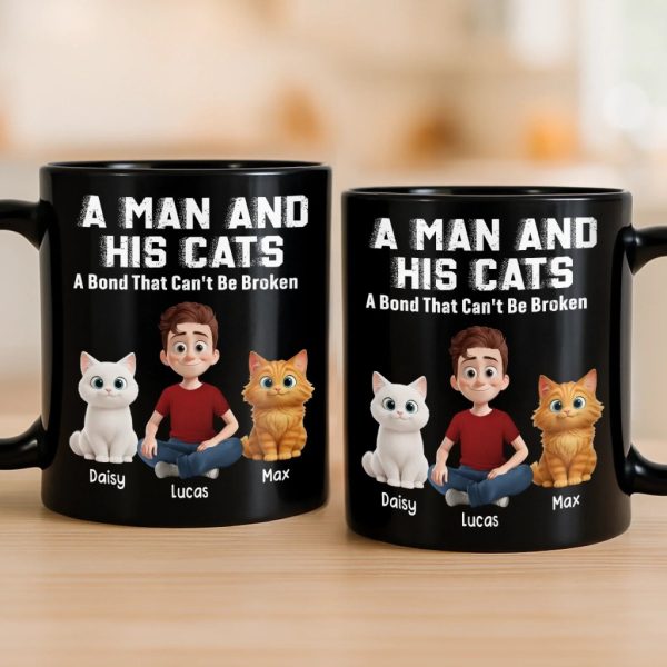 Custom Black Mug - Personalized Birthday Gifts For Cat Lovers, Cat Mom And Dad - Happiness Has Whiskers Custom Black Mug - Personalized Birthday Gifts For Cat Lovers, Cat Mom And Dad - Happiness Has Whiskers