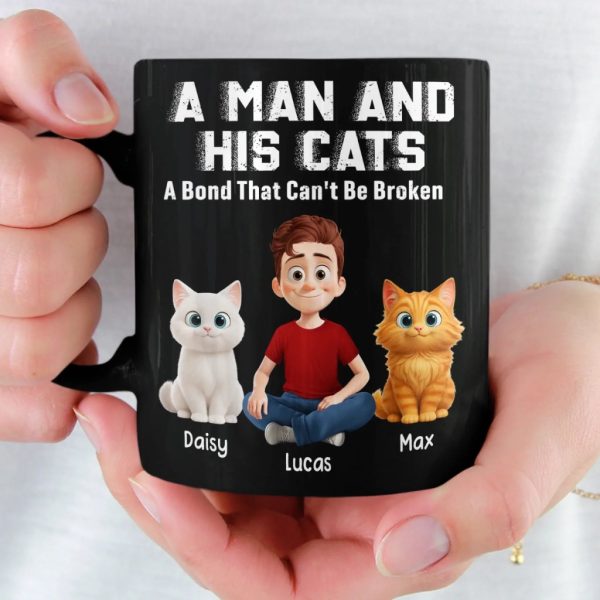 Custom Black Mug - Personalized Birthday Gifts For Cat Lovers, Cat Mom And Dad - Happiness Has Whiskers Custom Black Mug - Personalized Birthday Gifts For Cat Lovers, Cat Mom And Dad - Happiness Has Whiskers