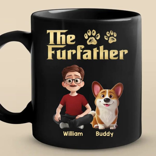 Custom Black Mug - Personalized Birthday Gifts For Dog Cat Lovers, Dog Dad And Mom, Cat Owners - The Furfather Never Walks Alone Custom Black Mug - Personalized Birthday Gifts For Dog Cat Lovers, Dog Dad And Mom, Cat Owners - The Furfather Never Walks Alone