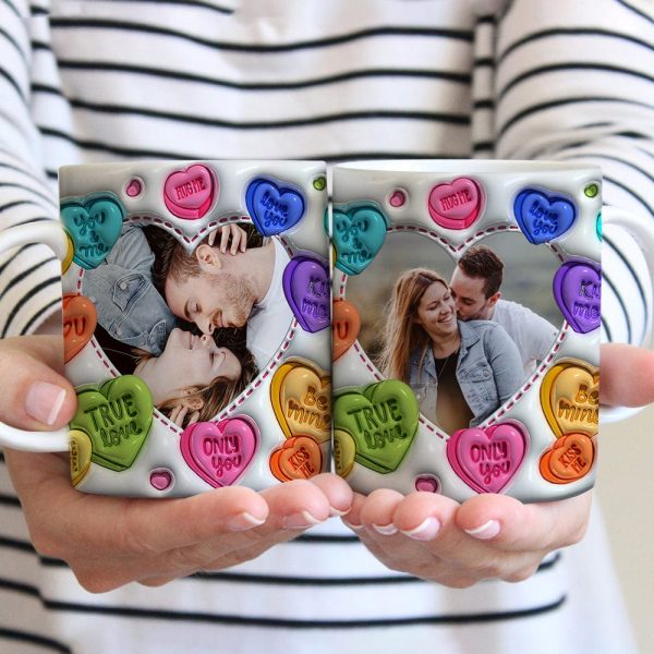 Custom Couple Photo With Heart Pattern 3D Inflated Mug Valentine Gift HA75 891778 Custom Couple Photo With Heart Pattern 3D Inflated Mug Valentine Gift HA75 891778