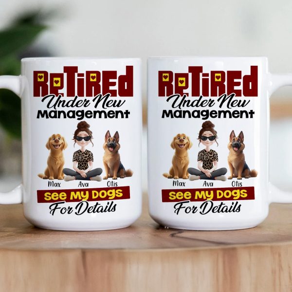 Custom Dog Lover Mug - Retirement-Themed Personalized Cup Featuring Pets and Owner, Funny Gift for Dog Moms & Dads Custom Dog Lover Mug - Retirement-Themed Personalized Cup Featuring Pets and Owner, Funny Gift for Dog Moms & Dads