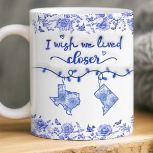 Custom Long Distance Mug - Personalized Best Friend Birthday Gifts For Women, Besties, Sisters, BFF - Our Hearts Bridge Miles