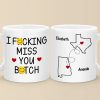 Custom Long Distance Mug - Personalized Best Friend Christmas Birthday Gifts For Women, Besties, Sisters, BFF - Never Too Far To Have Coffee Together