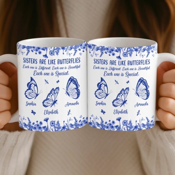 Custom Mug - Personalized Best Friend Birthday Gifts For Women - Sisters Bloom On Colorful Wings Custom Mug - Personalized Best Friend Birthday Gifts For Women - Sisters Bloom On Colorful Wings
