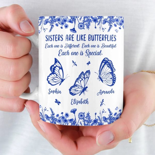 Custom Mug - Personalized Best Friend Birthday Gifts For Women - Sisters Bloom On Colorful Wings Custom Mug - Personalized Best Friend Birthday Gifts For Women - Sisters Bloom On Colorful Wings