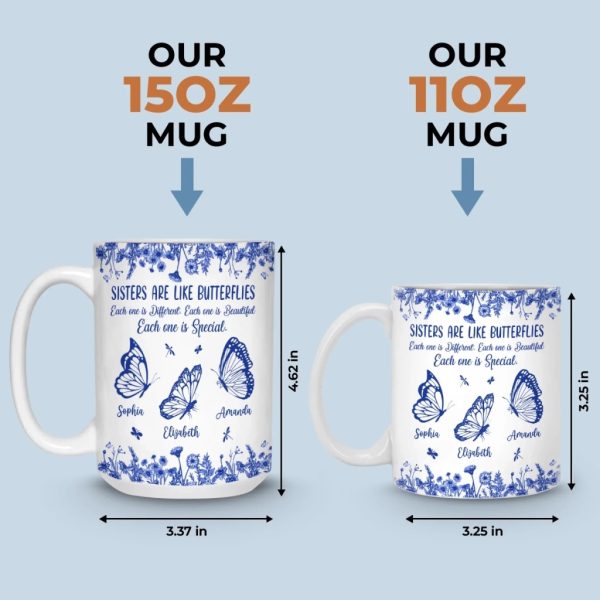 Custom Mug - Personalized Best Friend Birthday Gifts For Women - Sisters Bloom On Colorful Wings Custom Mug - Personalized Best Friend Birthday Gifts For Women - Sisters Bloom On Colorful Wings