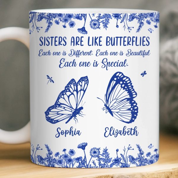 Custom Mug - Personalized Best Friend Birthday Gifts For Women - Sisters Bloom On Colorful Wings Custom Mug - Personalized Best Friend Birthday Gifts For Women - Sisters Bloom On Colorful Wings