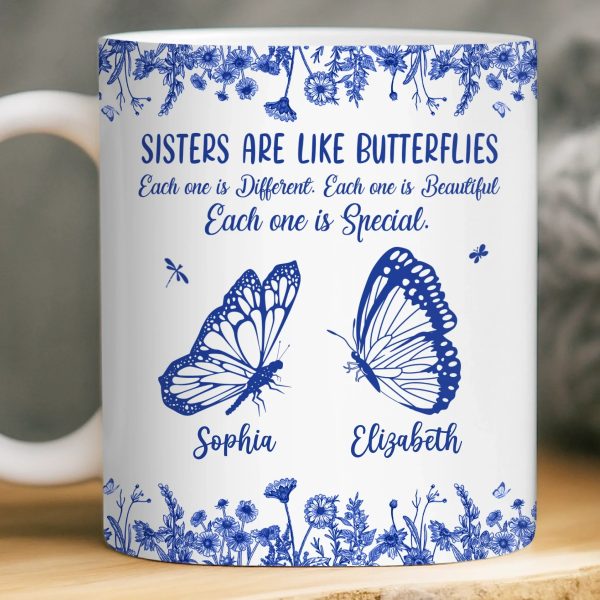 Custom Mug - Personalized Best Friend Birthday Gifts For Women - Sisters Bloom On Colorful Wings Custom Mug - Personalized Best Friend Birthday Gifts For Women - Sisters Bloom On Colorful Wings