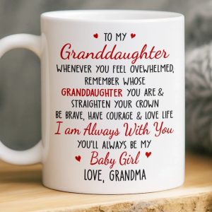 Custom Mug - Personalized Birthday Gifts For Grandma, Granddaughter - Your Strength Lights My Way
