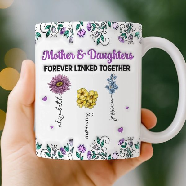 Custom Mug - Personalized Birthday Gifts For Mom, Daughter - Forever Linked As Family Custom Mug - Personalized Birthday Gifts For Mom, Daughter - Forever Linked As Family