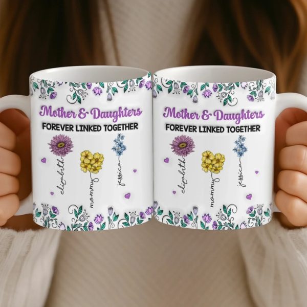 Custom Mug - Personalized Birthday Gifts For Mom, Daughter - Forever Linked As Family Custom Mug - Personalized Birthday Gifts For Mom, Daughter - Forever Linked As Family