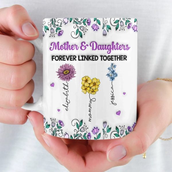 Custom Mug - Personalized Birthday Gifts For Mom, Daughter - Forever Linked As Family Custom Mug - Personalized Birthday Gifts For Mom, Daughter - Forever Linked As Family