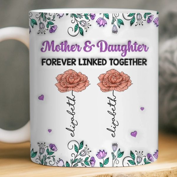Custom Mug - Personalized Birthday Gifts For Mom, Daughter - Forever Linked As Family Custom Mug - Personalized Birthday Gifts For Mom, Daughter - Forever Linked As Family