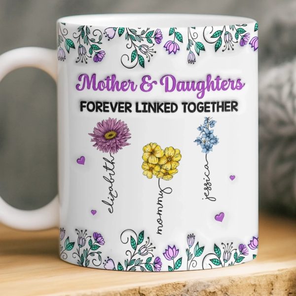 Custom Mug - Personalized Birthday Gifts For Mom, Daughter - Forever Linked As Family Custom Mug - Personalized Birthday Gifts For Mom, Daughter - Forever Linked As Family