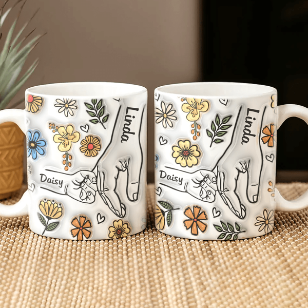 Custom Name Holding Hand Family 3D Mug Personalized Gift TH10 890887 Custom Name Holding Hand Family 3D Mug Personalized Gift TH10 890887