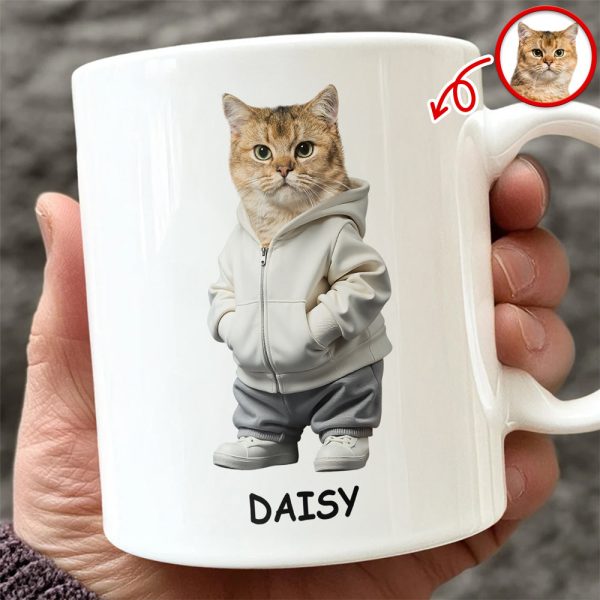 Custom Photo And Name Cat White Mug For Cat Pet Lovers HA75 897598 Custom Photo And Name Cat White Mug For Cat Pet Lovers HA75 897598