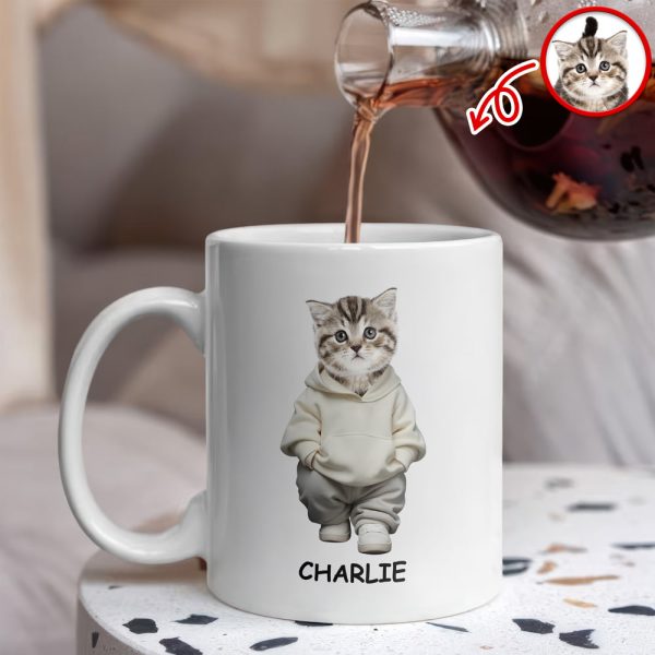 Custom Photo And Name Cat White Mug For Cat Pet Lovers HA75 897598 Custom Photo And Name Cat White Mug For Cat Pet Lovers HA75 897598