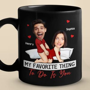 Custom Photo Being Bad Together Has Never Felt So Good - Couple Personalized Custom Black Mug - Gift For Husband Wife, Anniversary