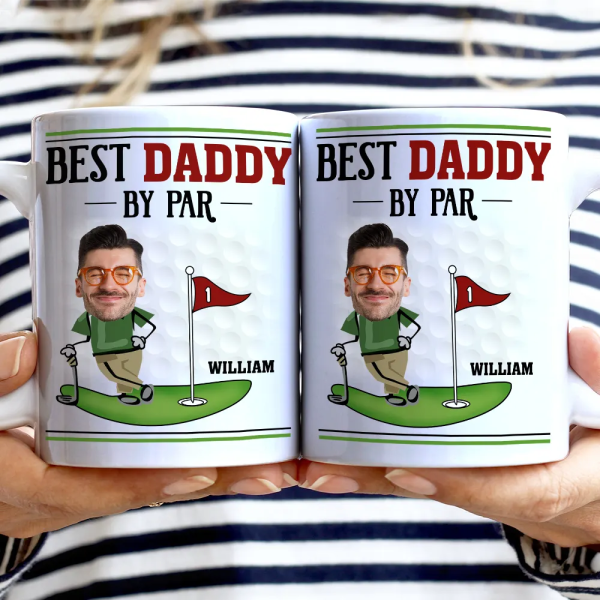 Custom Photo Best Dad By Par - Personalized White Edge-to-Edge Mug Custom Photo Best Dad By Par - Personalized White Edge-to-Edge Mug