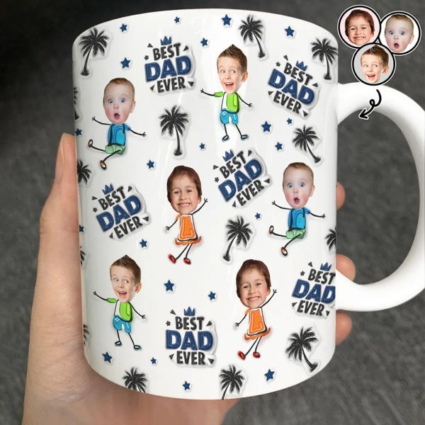 Custom Photo Best Dad Grandpa Ever - 3D Inflated Effect Printed, Personalized White Edge-to-Edge Mug Custom Photo Best Dad Grandpa Ever - 3D Inflated Effect Printed, Personalized White Edge-to-Edge Mug
