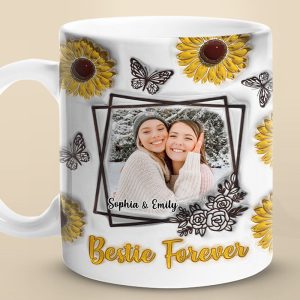 Custom Photo Besties Forever - Bestie Personalized Custom 3D Inflated Effect Printed Mug - Gift For Best Friends, BFF, Sisters