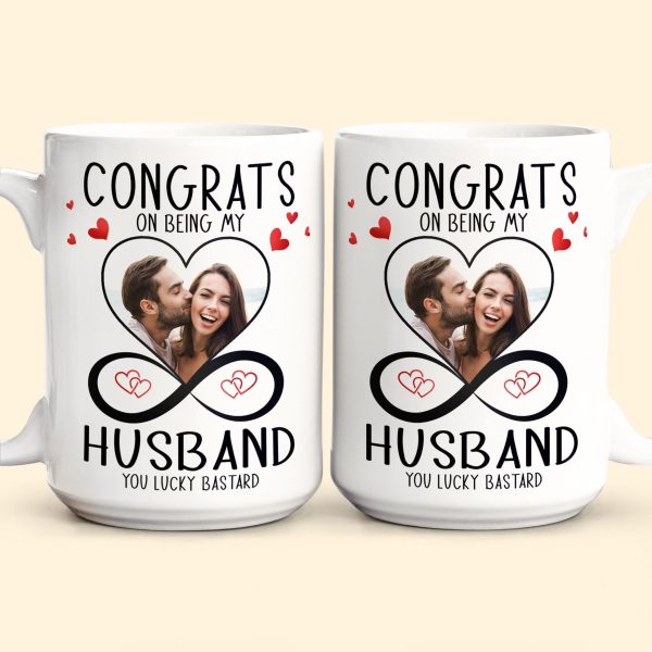 Custom Photo Congrats On Being My Husband - Personalized Ceramic Mug - Gift For Couple, Husband Wife NH96