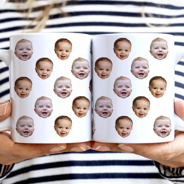 Custom Photo Funny Kid Face - Personalized White Edge-to-Edge Mug