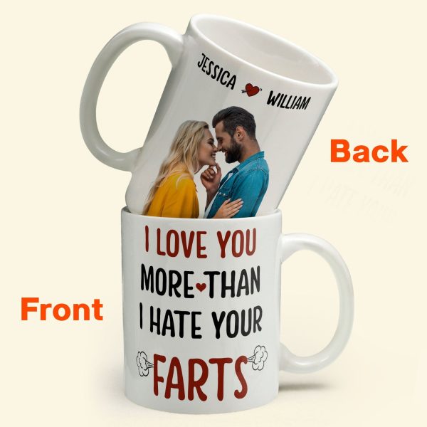 Custom Photo I Love You More Than I Hate Your Farts - Personalized Ceramic Mug - Gift For Couple, Husband Wife NH96 Custom Photo I Love You More Than I Hate Your Farts - Personalized Ceramic Mug - Gift For Couple, Husband Wife NH96