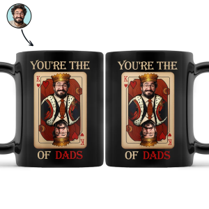 Custom Photo King Of Dads - Personalized Black Mug