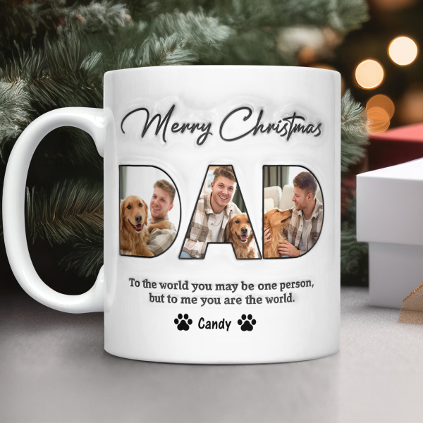Custom Photo Merry Christmas 3D Inflated Effect Mug For Dad TH10 894315 Custom Photo Merry Christmas 3D Inflated Effect Mug For Dad TH10 894315