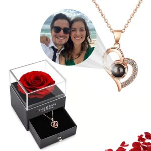 Custom Photo Projection Heart Necklace Gift Set