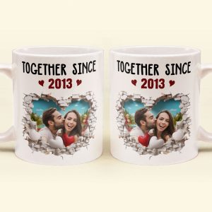 Custom Photo Together Since Anniversary Gift - Personalized Ceramic Mug - Gift For Couple, Husband Wife NH96