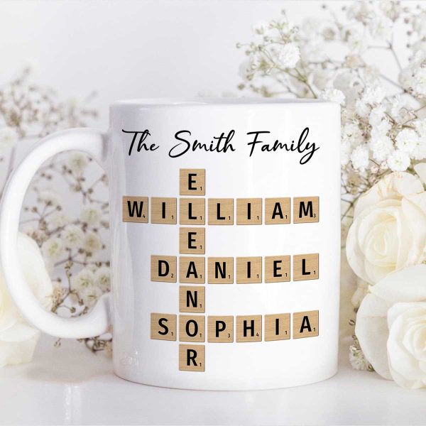 Custom Text Create Your Own Crossword Puzzle Gift For Family Friends Personalized Mug