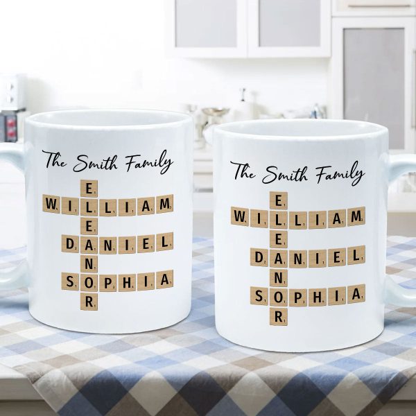 Custom Text Create Your Own Crossword Puzzle Gift For Family Friends Personalized Mug