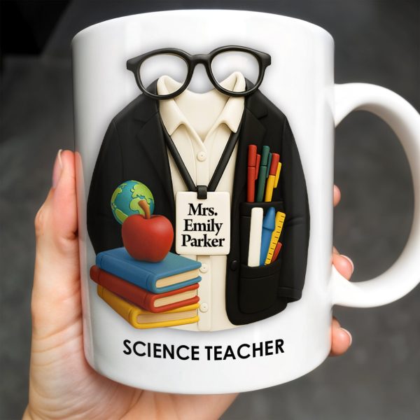 Customizable Coffee Mug Featuring Glasses, Books, Apple, Markers, Lab Coat - Personalized Custom Coffee Mug - GRAD272_MG Customizable Coffee Mug Featuring Glasses, Books, Apple, Markers, Lab Coat - Personalized Custom Coffee Mug - GRAD272_MG