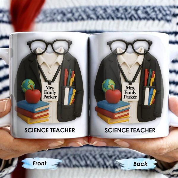 Customizable Coffee Mug Featuring Glasses, Books, Apple, Markers, Lab Coat - Personalized Custom Coffee Mug - GRAD272_MG Customizable Coffee Mug Featuring Glasses, Books, Apple, Markers, Lab Coat - Personalized Custom Coffee Mug - GRAD272_MG
