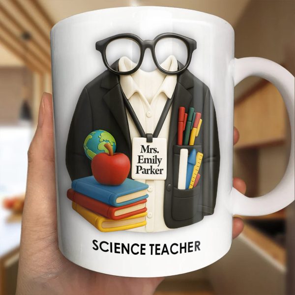 Customizable Coffee Mug Featuring Glasses, Books, Apple, Markers, Lab Coat - Personalized Custom Coffee Mug - GRAD272_MG Customizable Coffee Mug Featuring Glasses, Books, Apple, Markers, Lab Coat - Personalized Custom Coffee Mug - GRAD272_MG